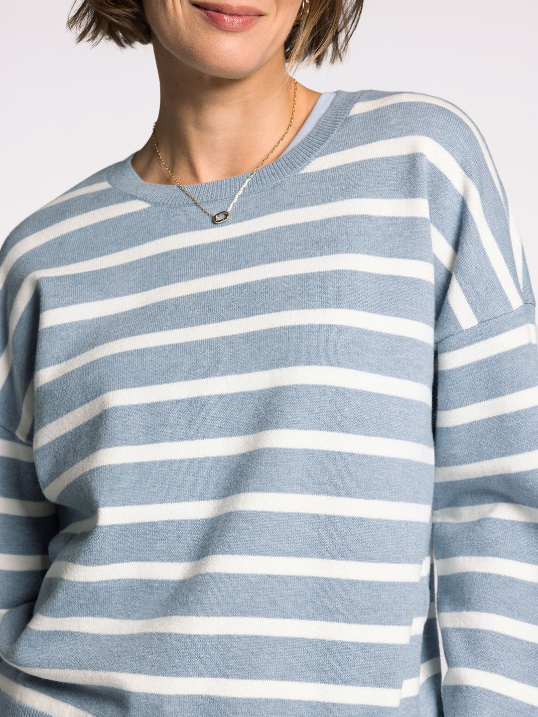 PRESTON DUSTY BLUE STRIPE SWEATER