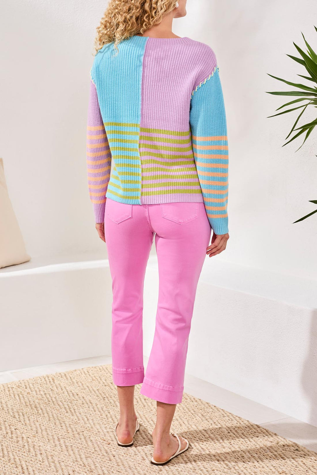 LILAC ROSE  COLOR BLOCK STRIPE  SWEATER