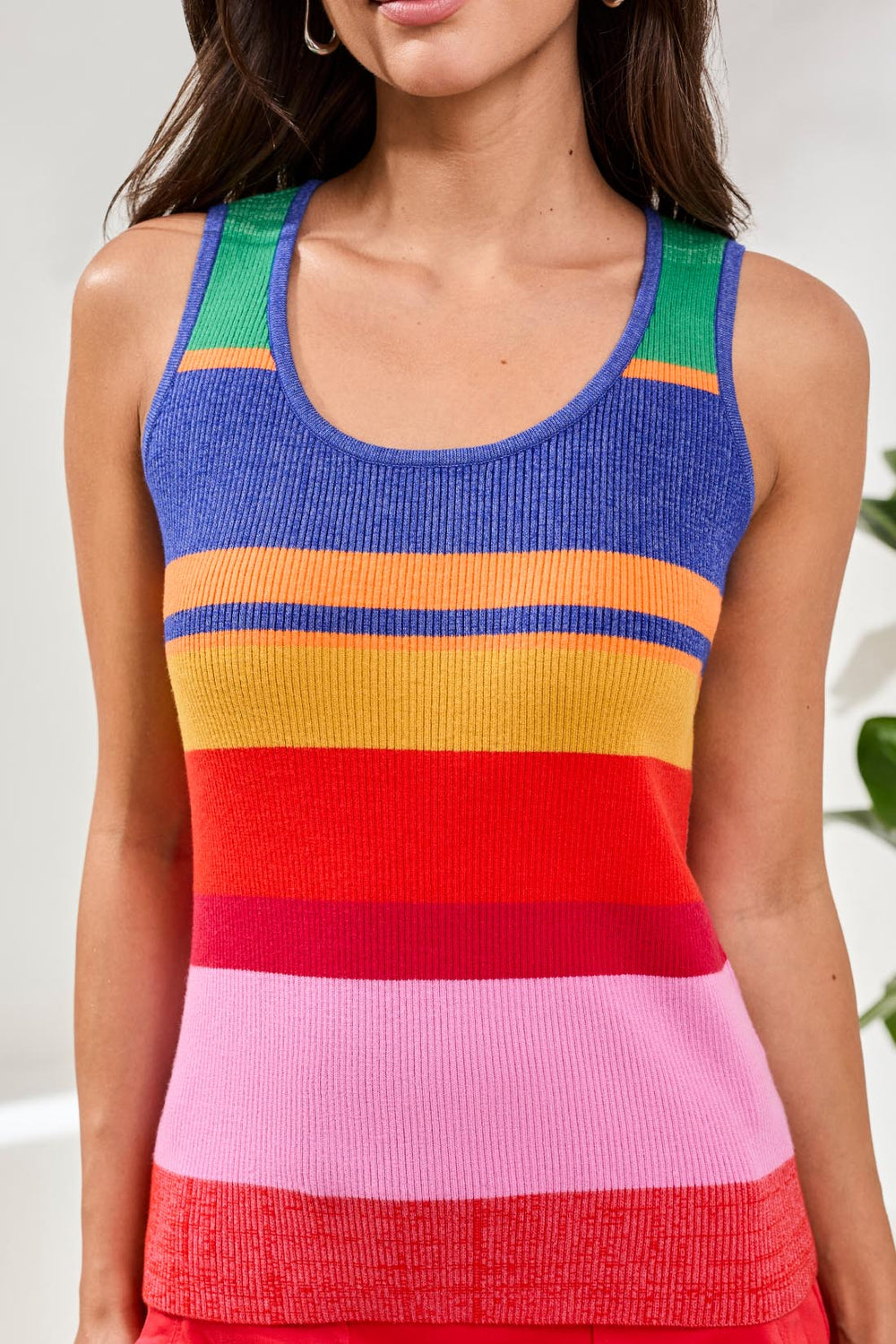 MOJITO MULTI STRIPE U-NECK SWEATER TANK

