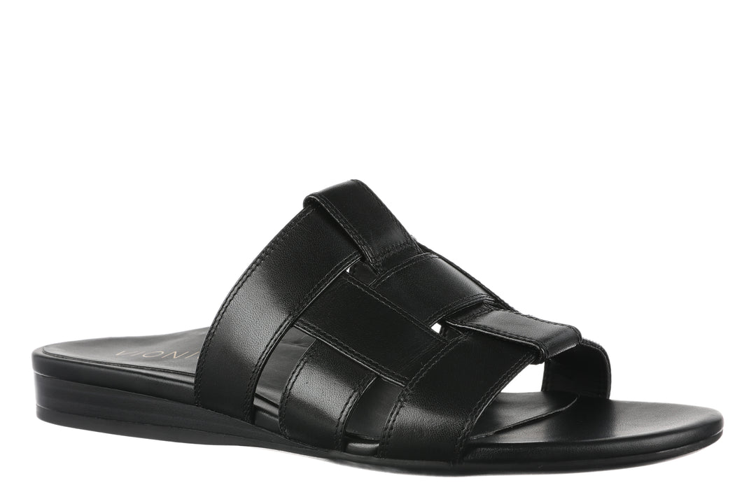 GLENDORA BLACK SLIDE SANDALS