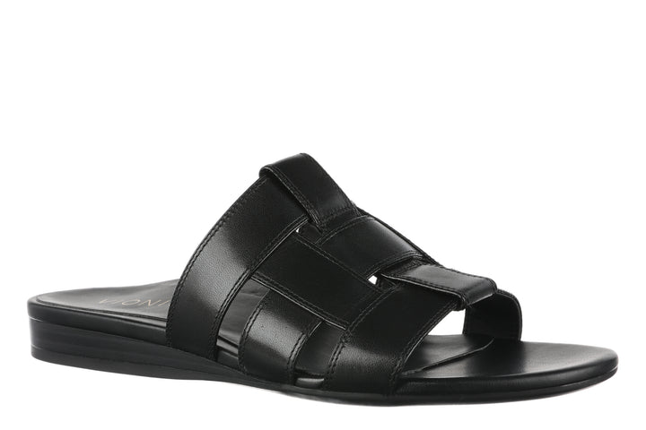 GLENDORA BLACK SLIDE SANDALS