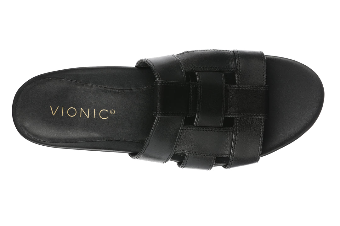 GLENDORA BLACK SLIDE SANDALS