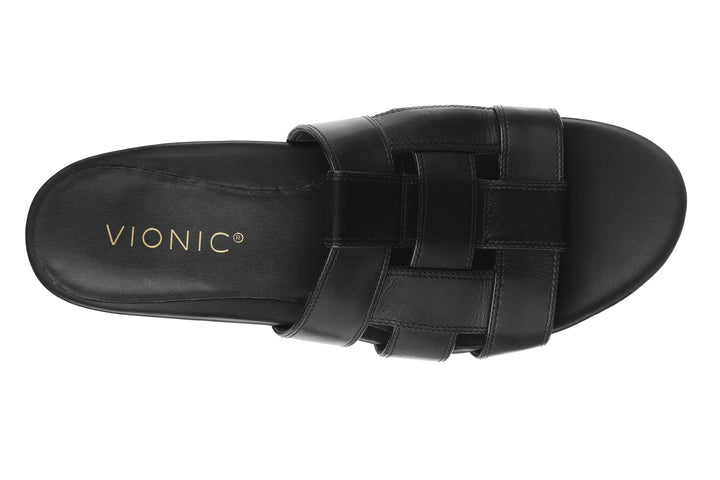 GLENDORA BLACK SLIDE SANDALS