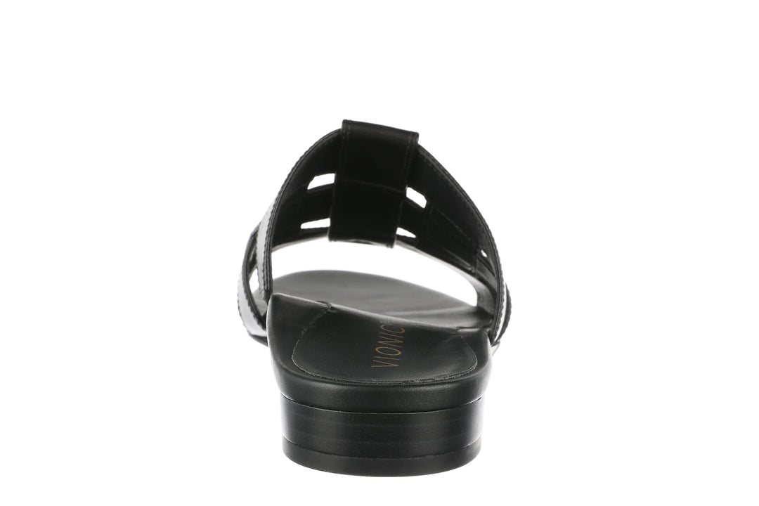 GLENDORA BLACK SLIDE SANDALS