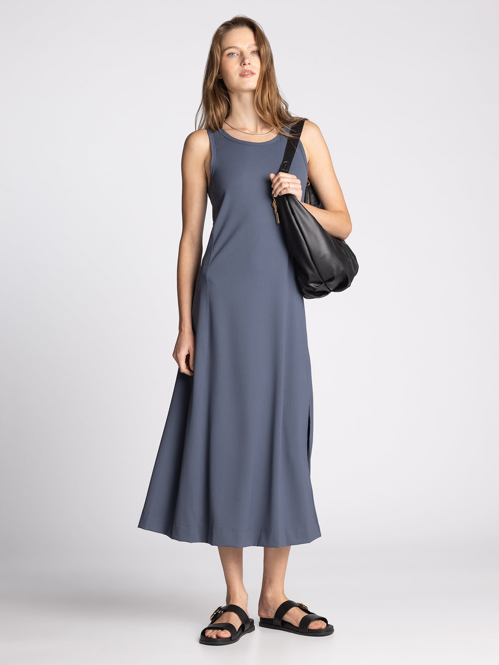 CHARCOAL BLUE PROSPER TANK DRESS
