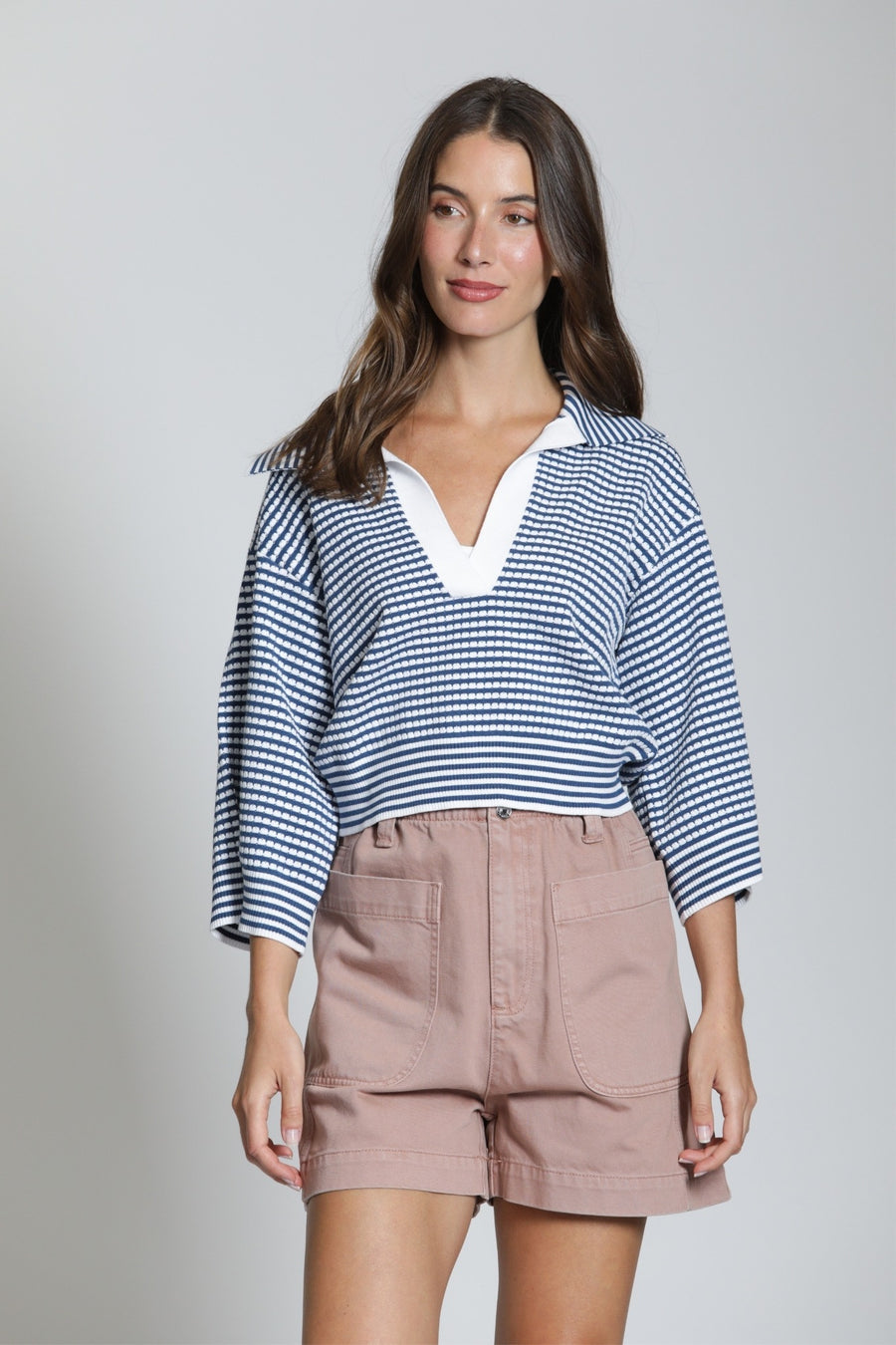 OFF SHORE BLUE & WHITE STRIPE SWEATER
