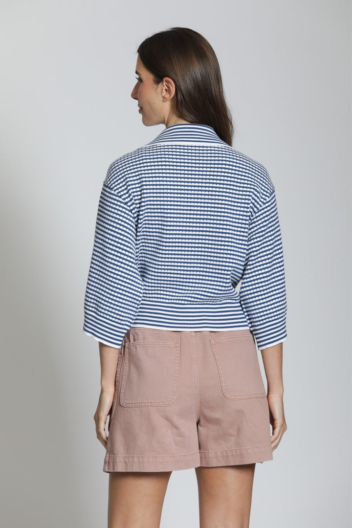 OFF SHORE BLUE & WHITE STRIPE SWEATER