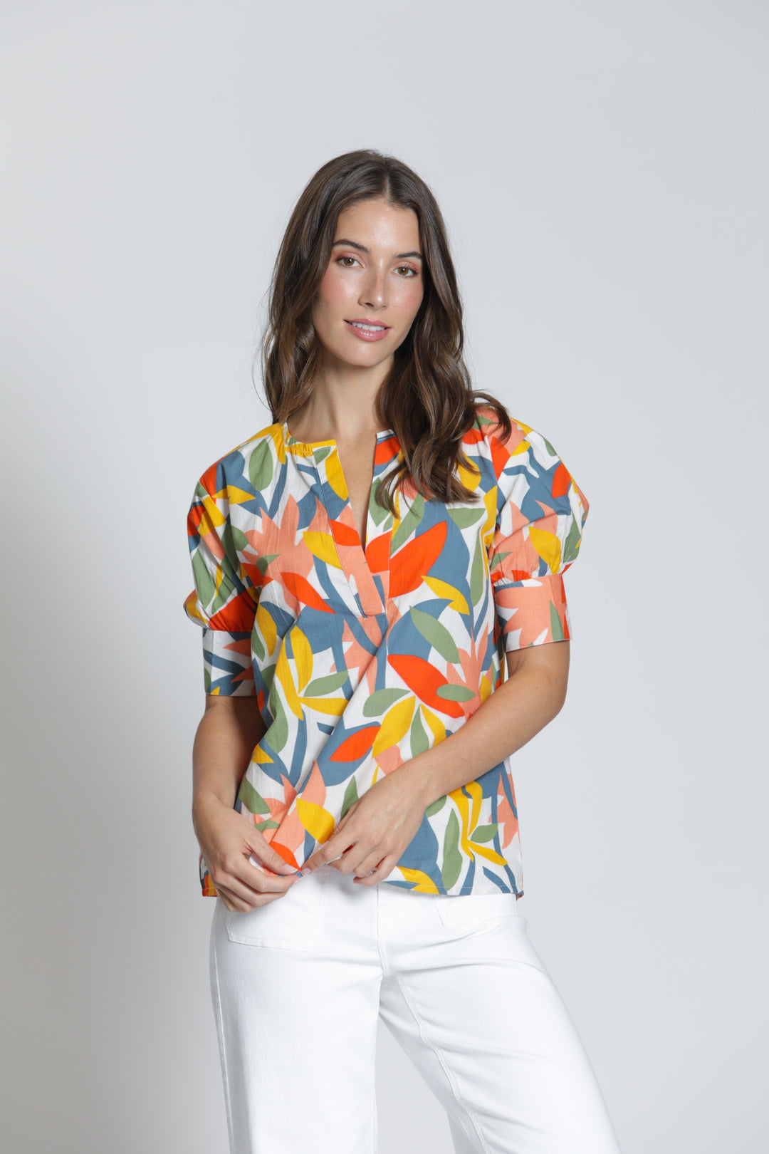 PAPAYA GROVE SHORT PUFF SLEEVE TOP