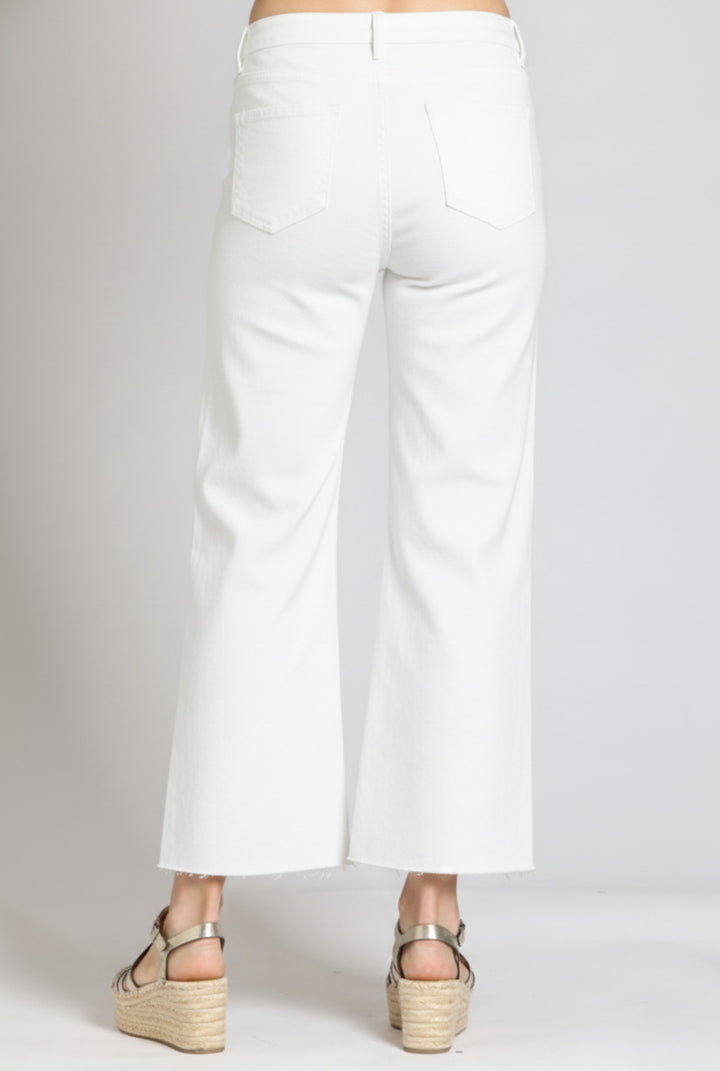 KATHLEEN WHITE WIDE LEG CROP JEANS