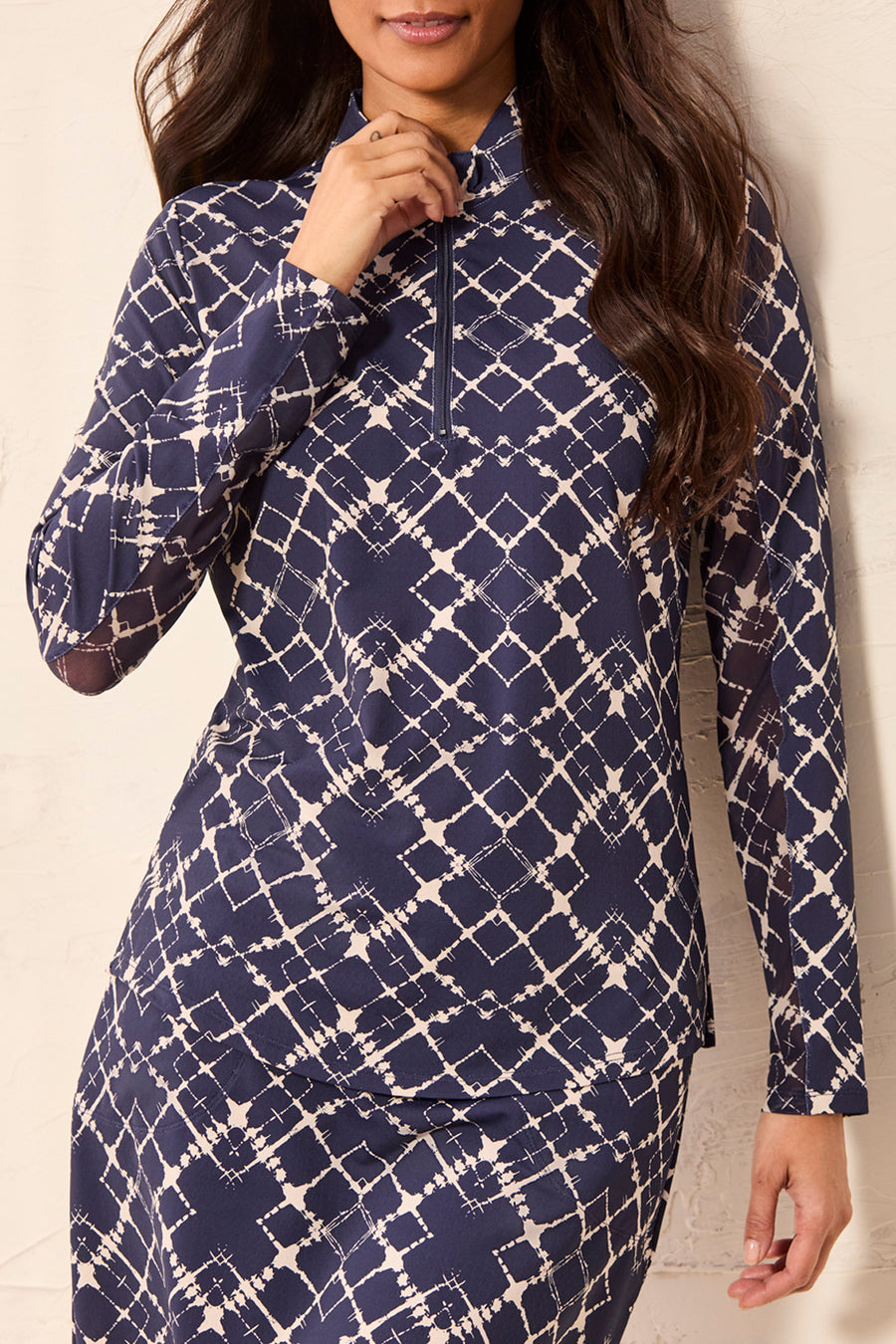 ESTATE BLUE PRINT UPF50+  QUARTER  ZIP TOP
