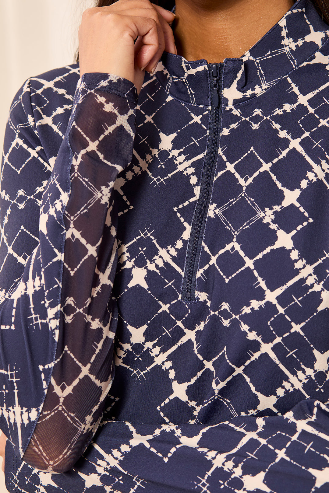 ESTATE BLUE PRINT UPF50+  QUARTER  ZIP TOP