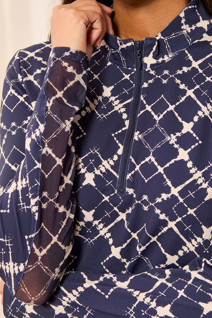 ESTATE BLUE PRINT UPF50+  QUARTER  ZIP TOP