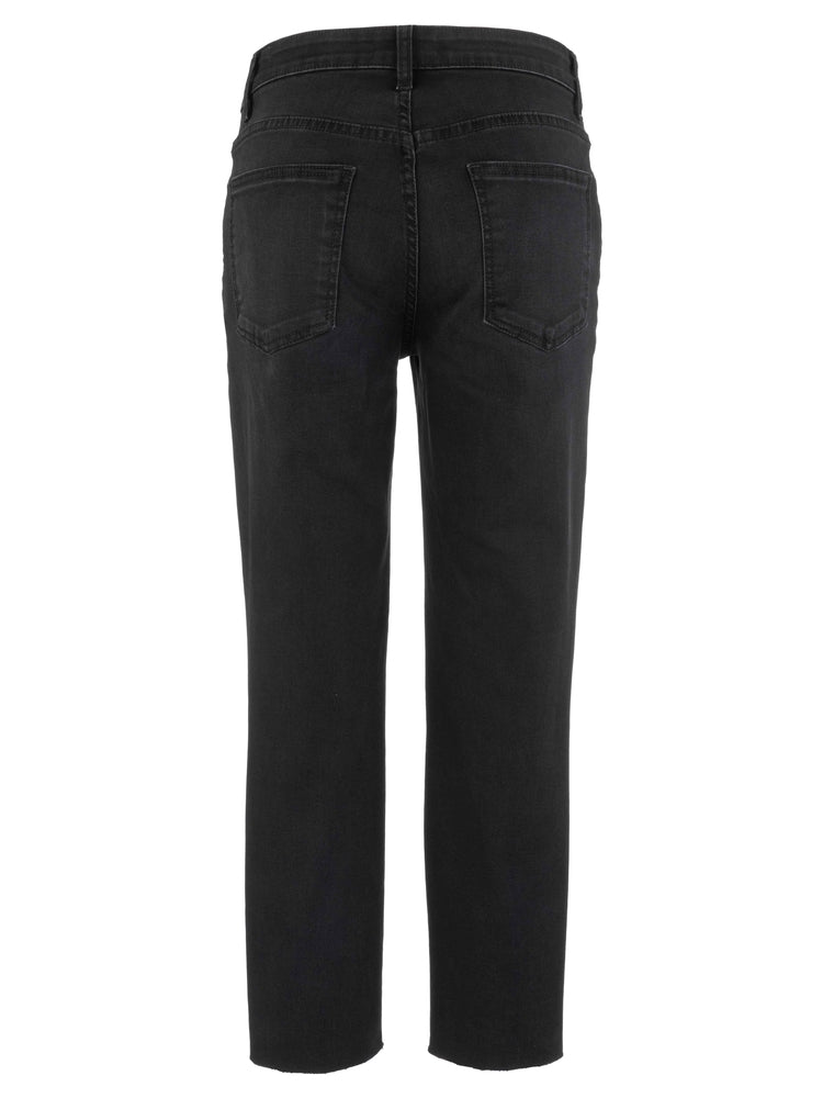 RACHAEL CLEVERLY BLACK HIGH RISE FAB AB MOM RAW HEM JEANS