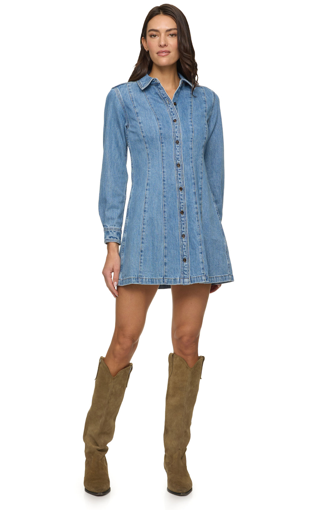 BLOOMFIELD SEAMED STRETCH DENIM DRESS