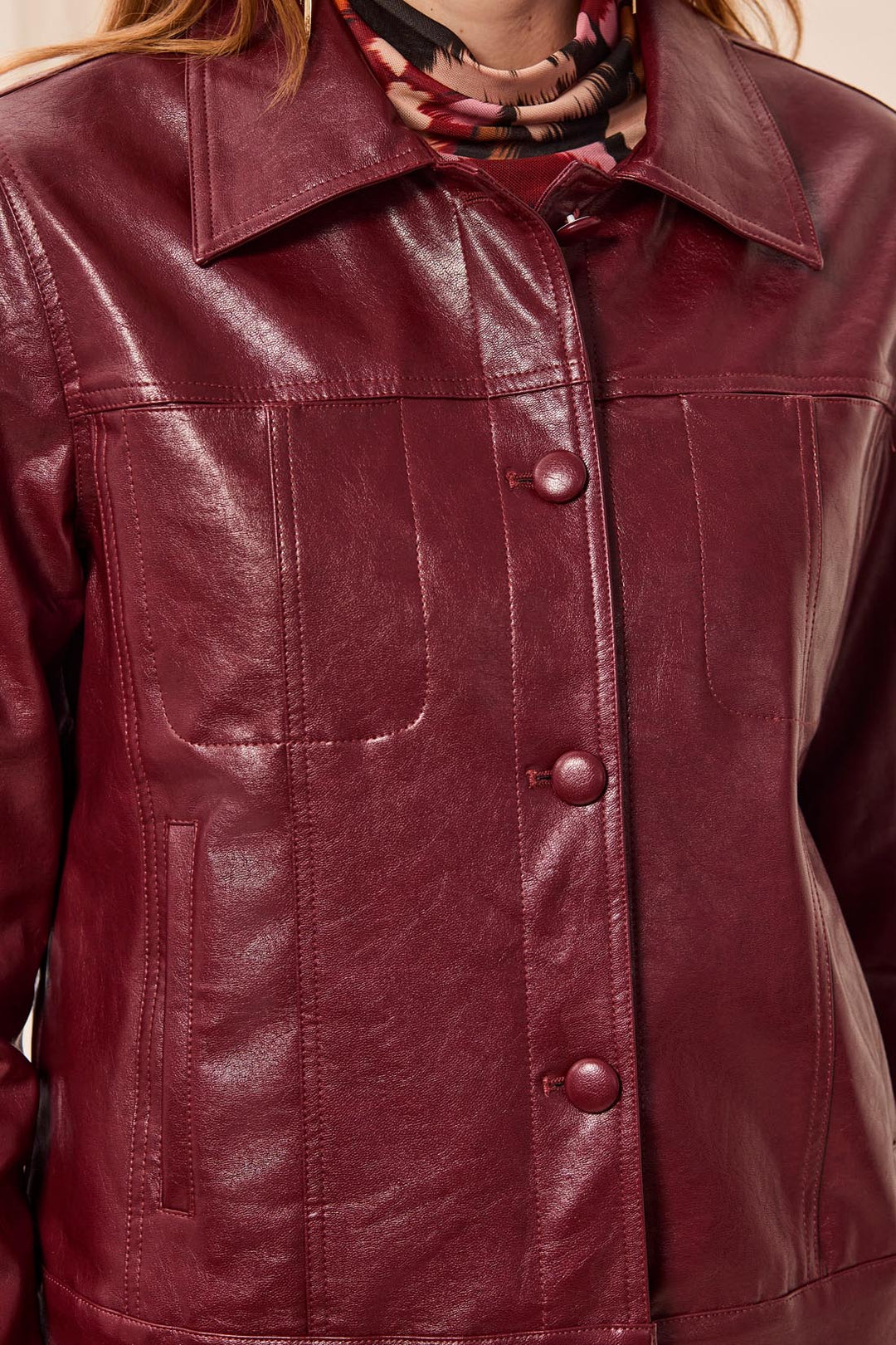 CHERRY LACQUER LINED JACKET