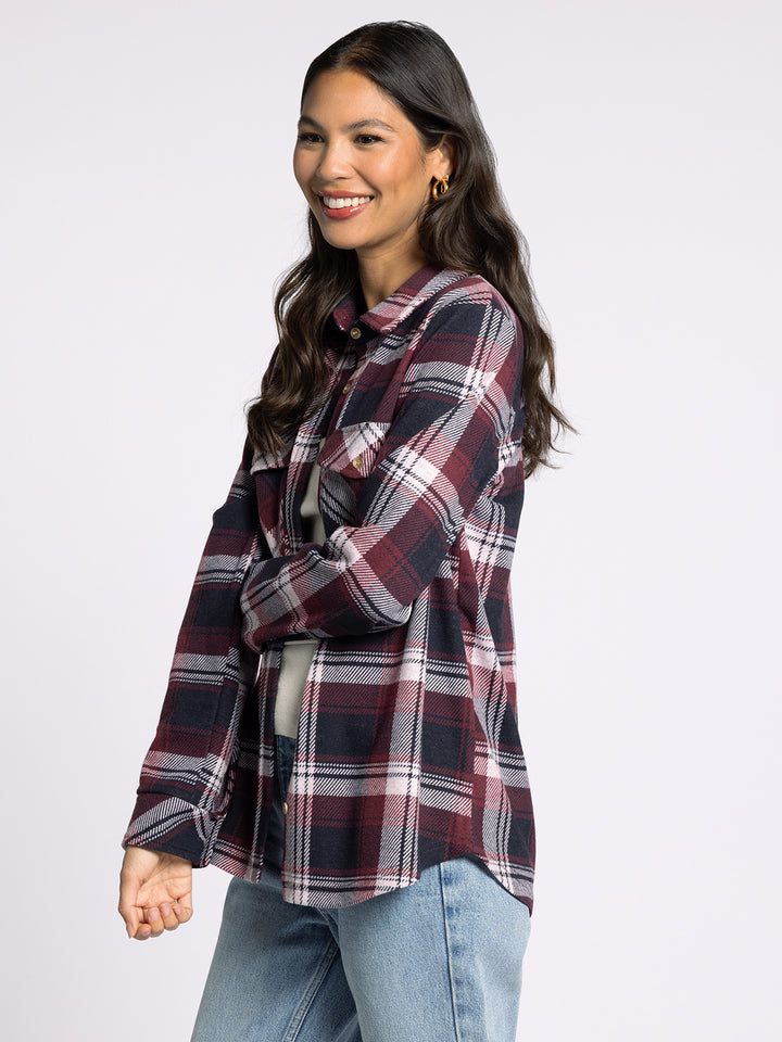 RUBY & NAVY PLAID CASSIAN SHIRT