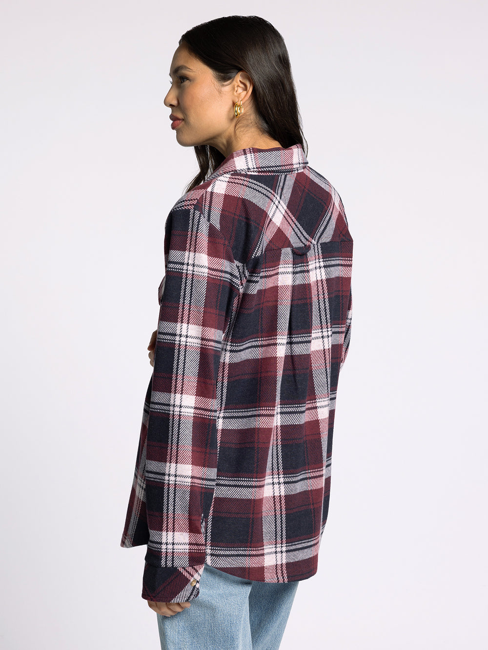 RUBY & NAVY PLAID CASSIAN SHIRT
