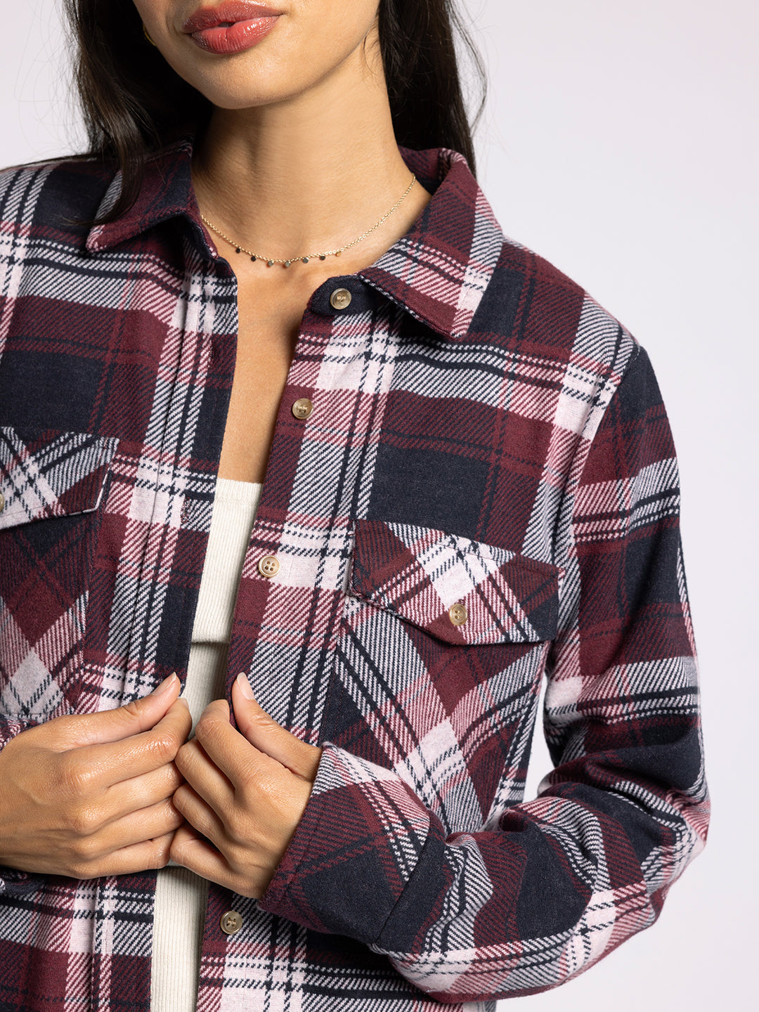 RUBY & NAVY PLAID CASSIAN SHIRT