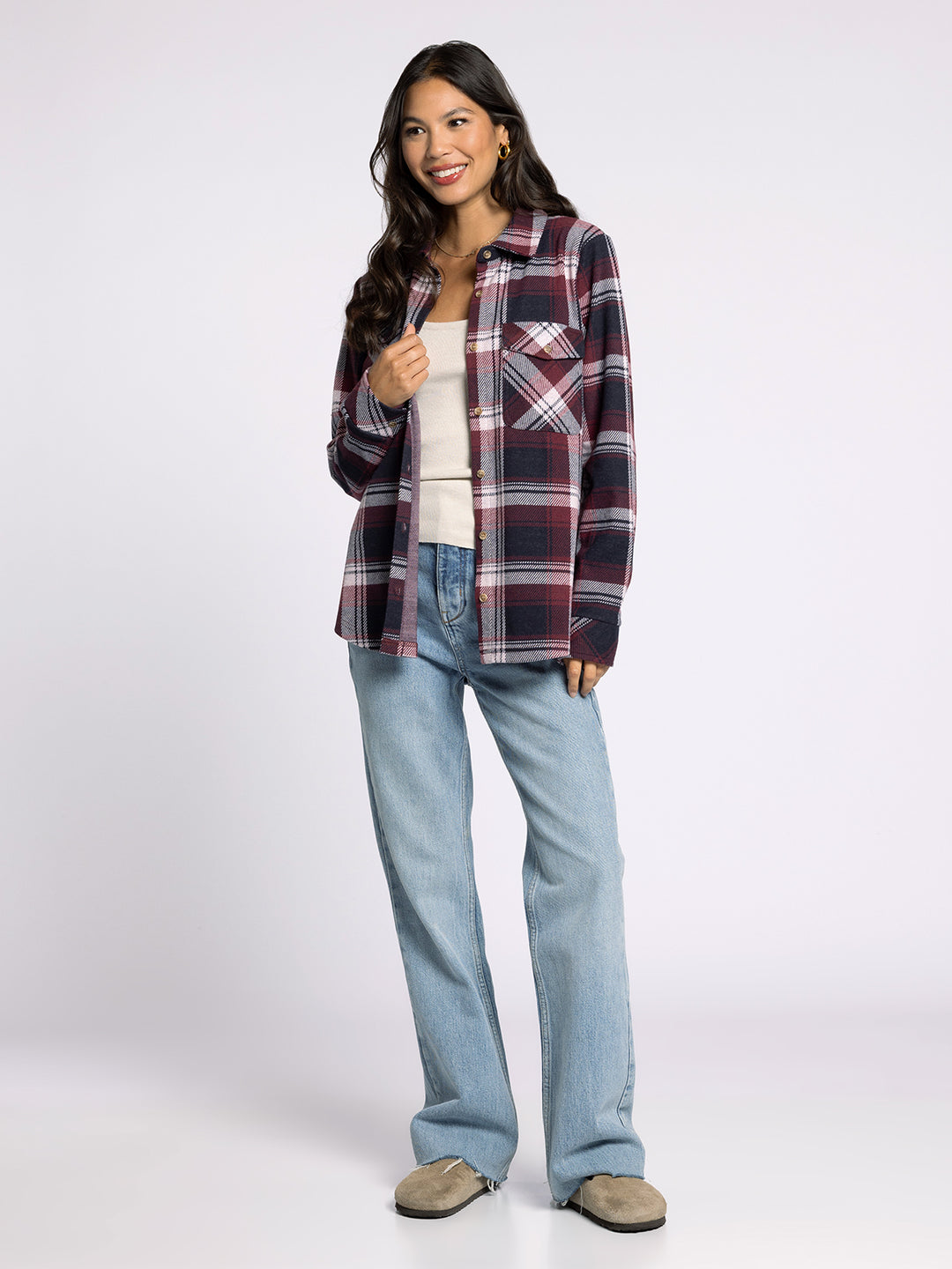 RUBY & NAVY PLAID CASSIAN SHIRT