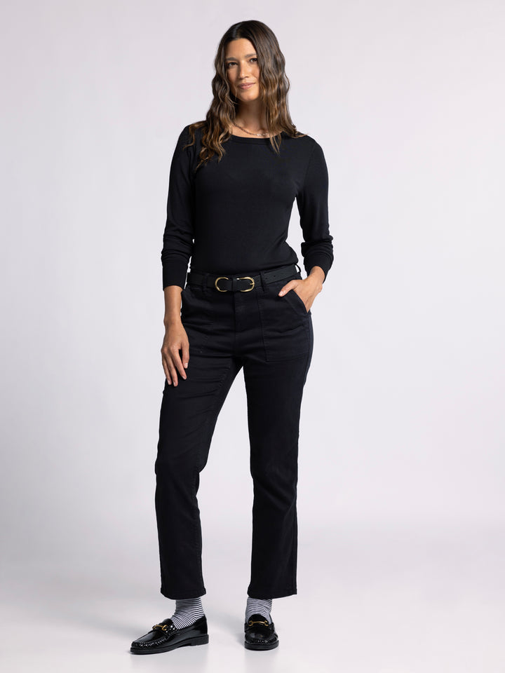 STACY BLACK RIB KNIT TOP