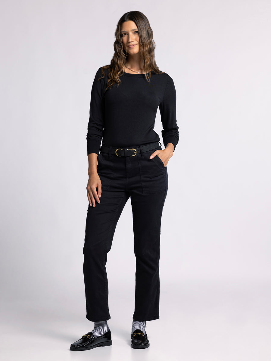 STACY BLACK RIB KNIT TOP
