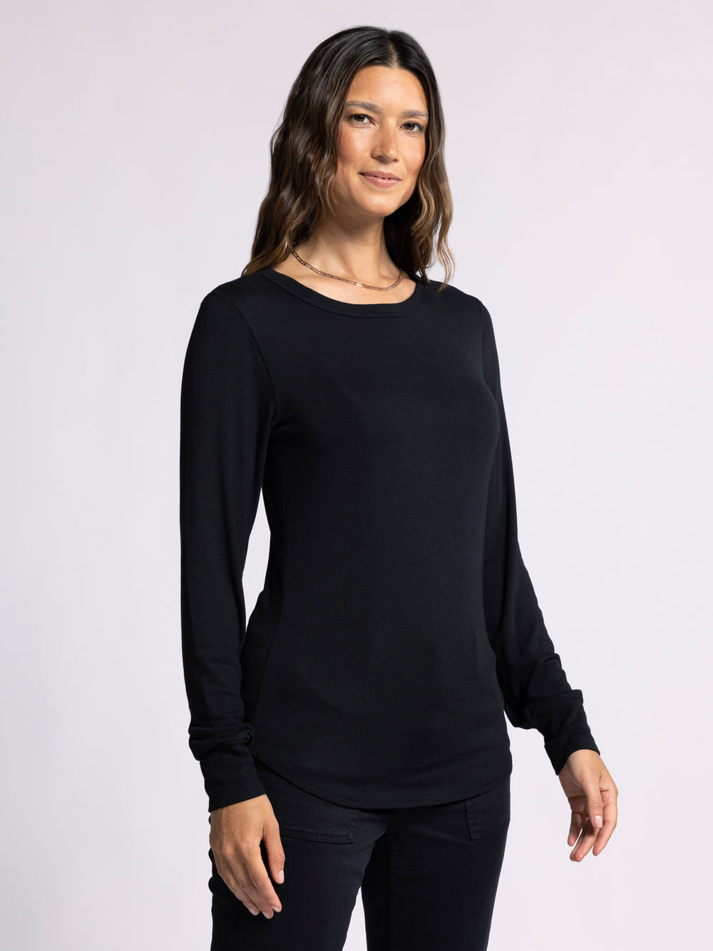 STACY BLACK RIB KNIT TOP
