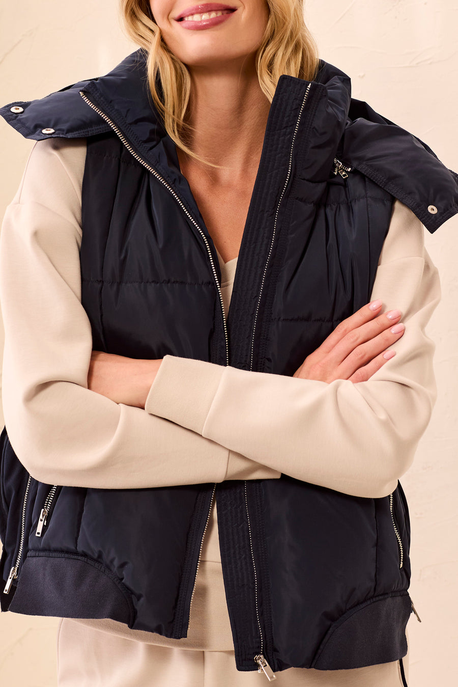 SAPPHIRE HOODED QUILTED PUFFER VEST
