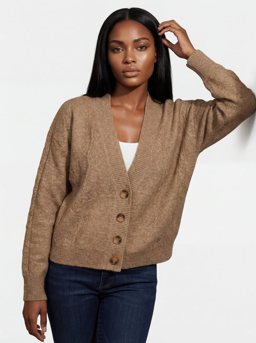 HAZELNUT 4 BUTTON CARDIGAN
