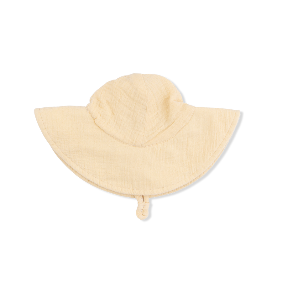 ITALIAN STRAW SOLID MUSLIN WIDE BRIM SUN HAT
