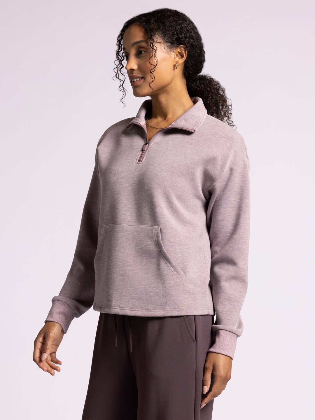 KEELY PURPLE DOVE HEATHER 1/4 ZIP TOP