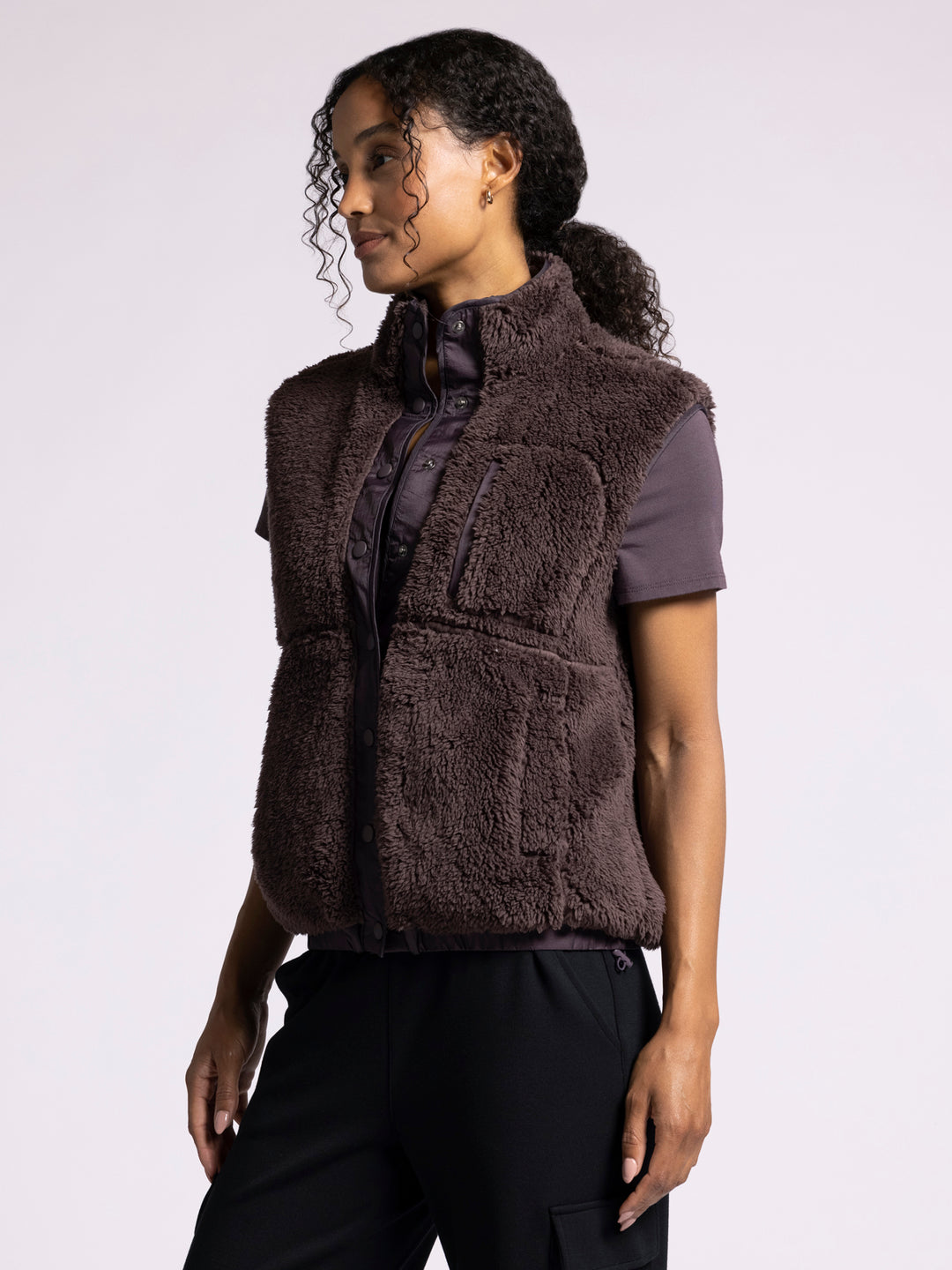 SKYLAR RAISIN  SHERPA FLEECE VEST