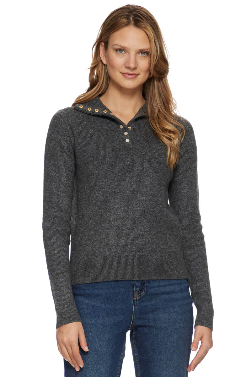 CASTLEBERRY CHARCOAL MOCK NECK SWEATER