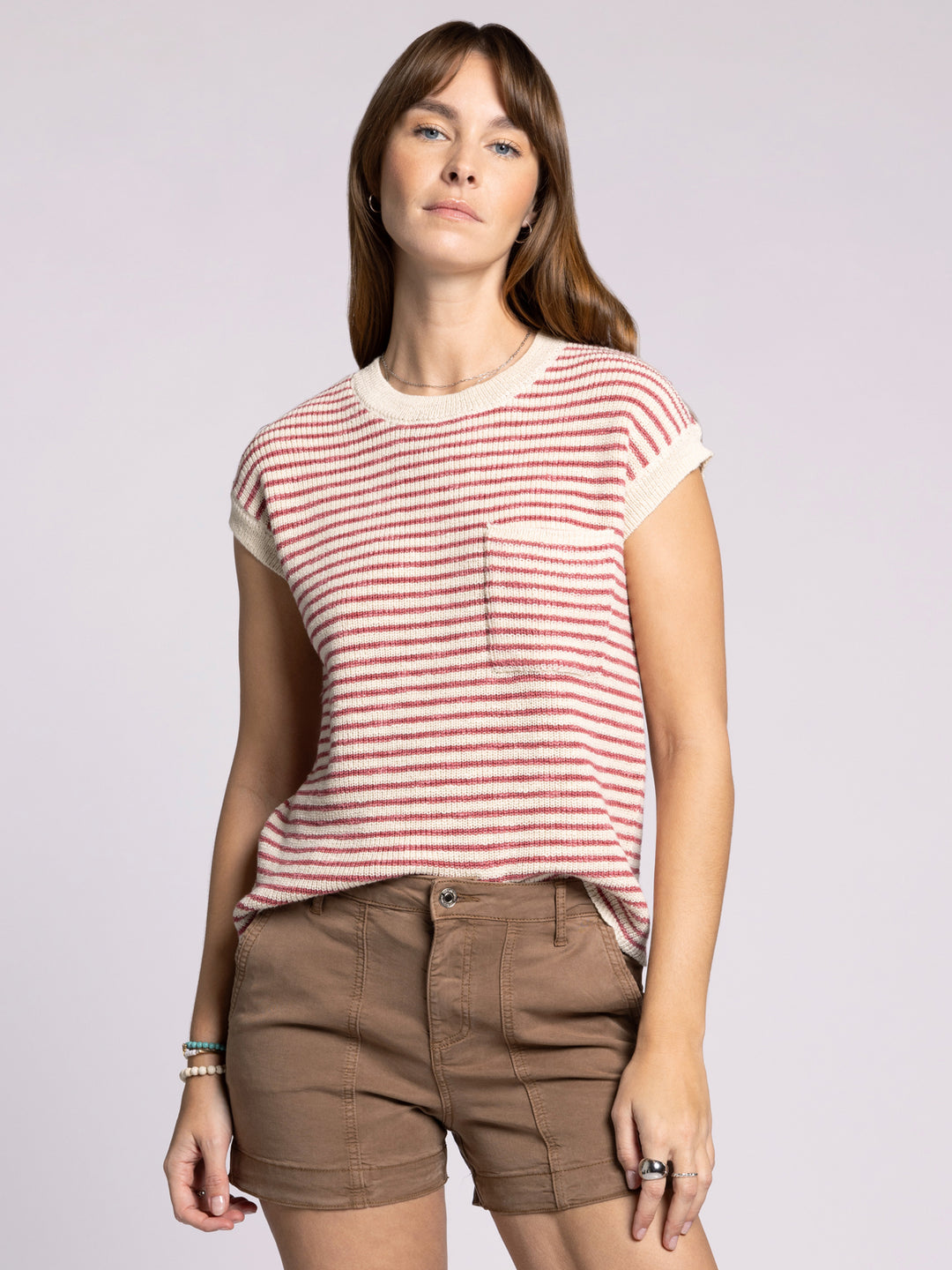 ANDIE CREAM & ROSE STRIPE SWEATER TOP