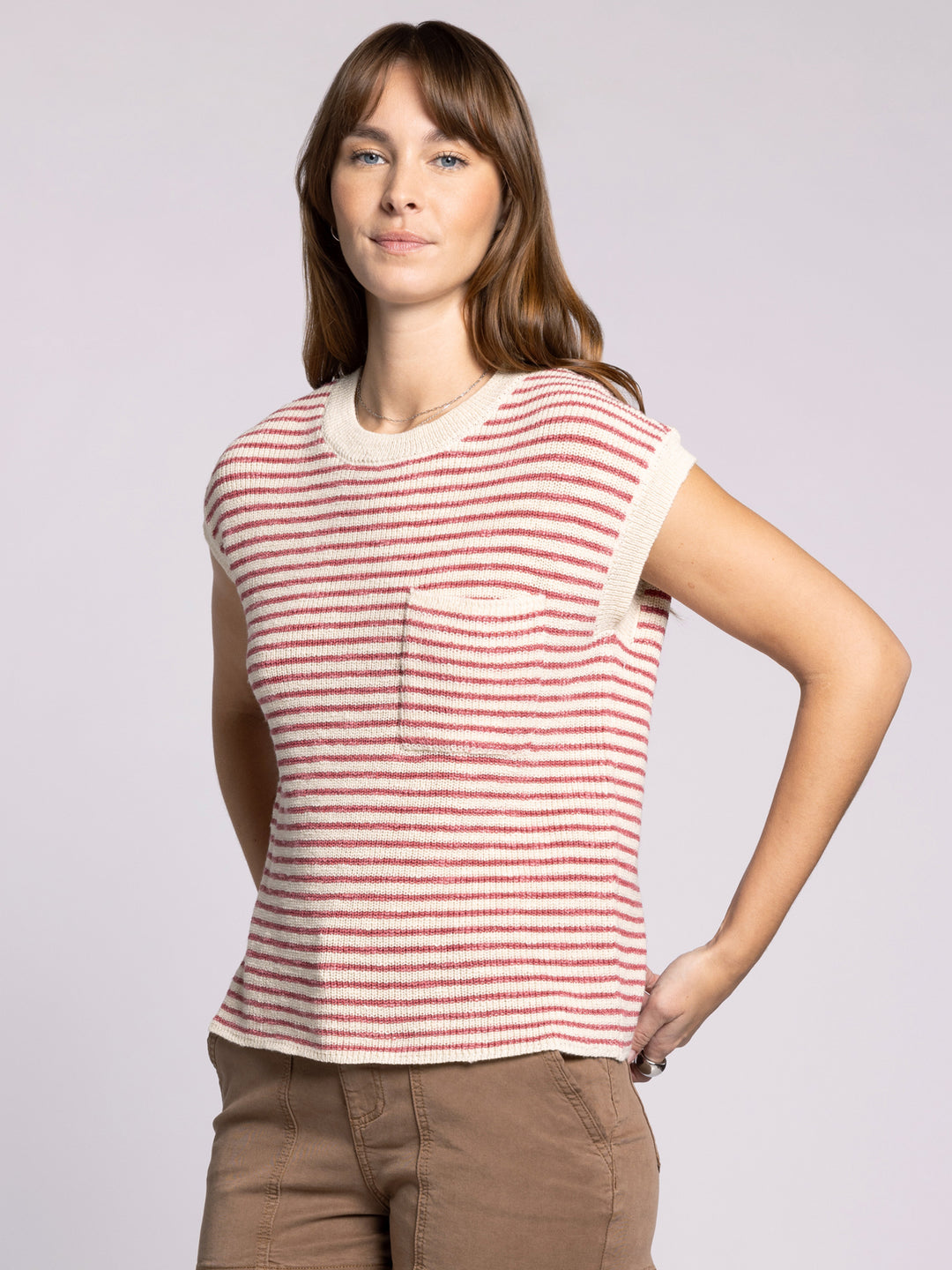 ANDIE CREAM & ROSE STRIPE SWEATER TOP