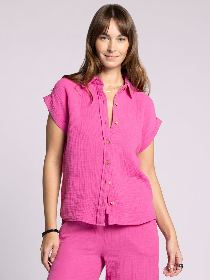 VERNA SOFT FUSCHIA GAUZE SHIRT