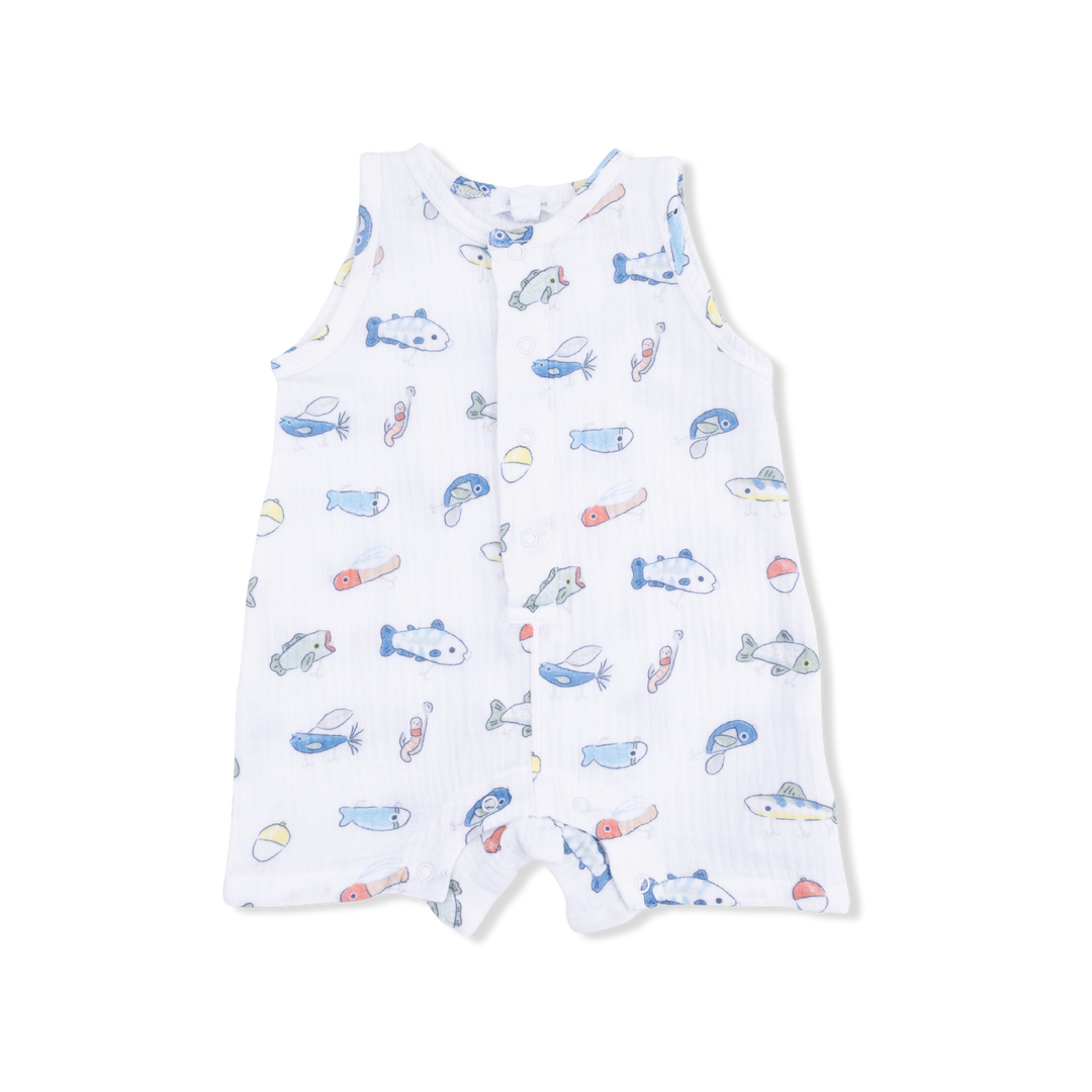 FISHING LURES SLEEVELESS SHORTIE ROMPER