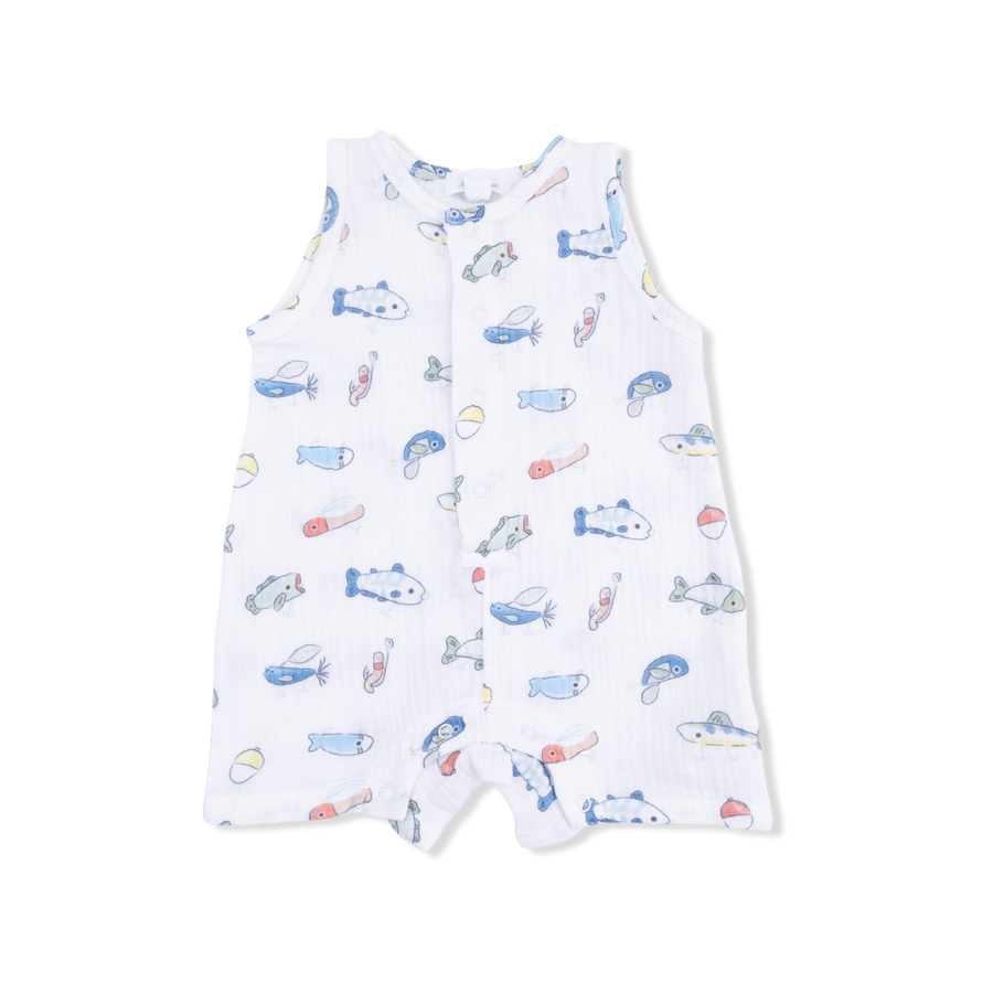 FISHING LURES SLEEVELESS SHORTIE ROMPER
