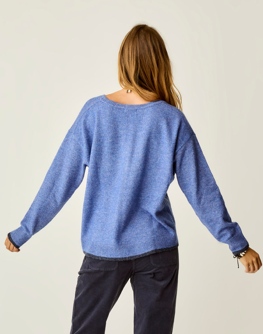 CAPRI BLUE WITH DARK CAPRI DRUE FUZZ SWEATER
