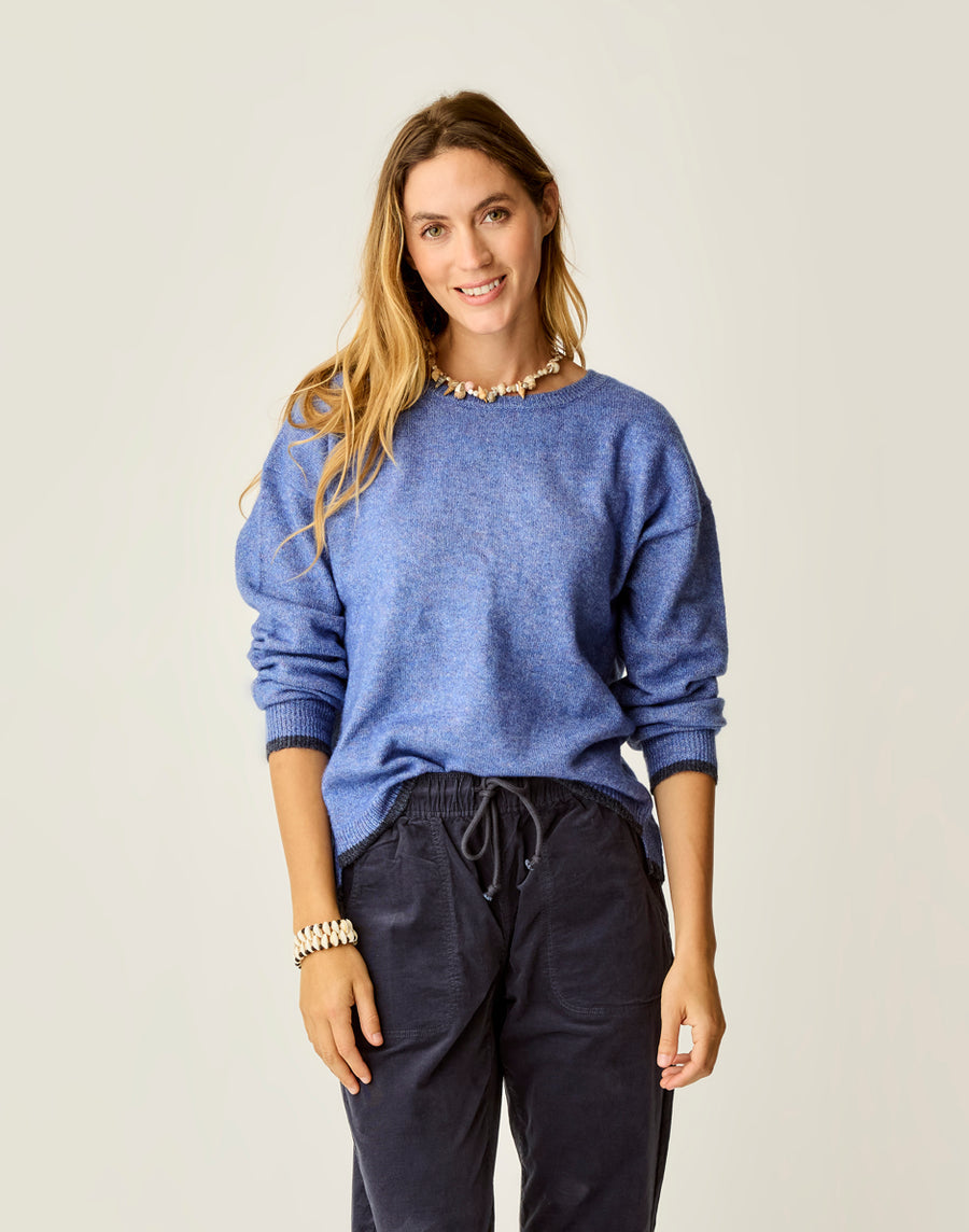 CAPRI BLUE WITH DARK CAPRI DRUE FUZZ SWEATER

