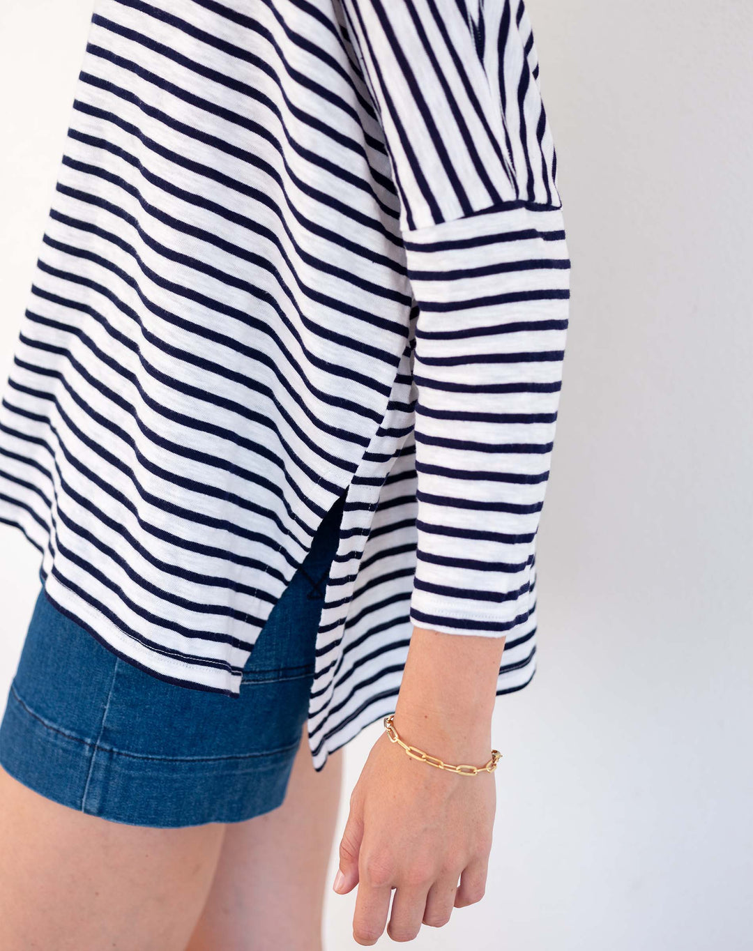 CATALINA WHITE & NAVY RINGER SLUB TEE