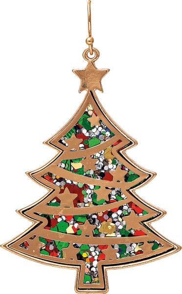 Gold Multi Layered Sparkle Tree Earring