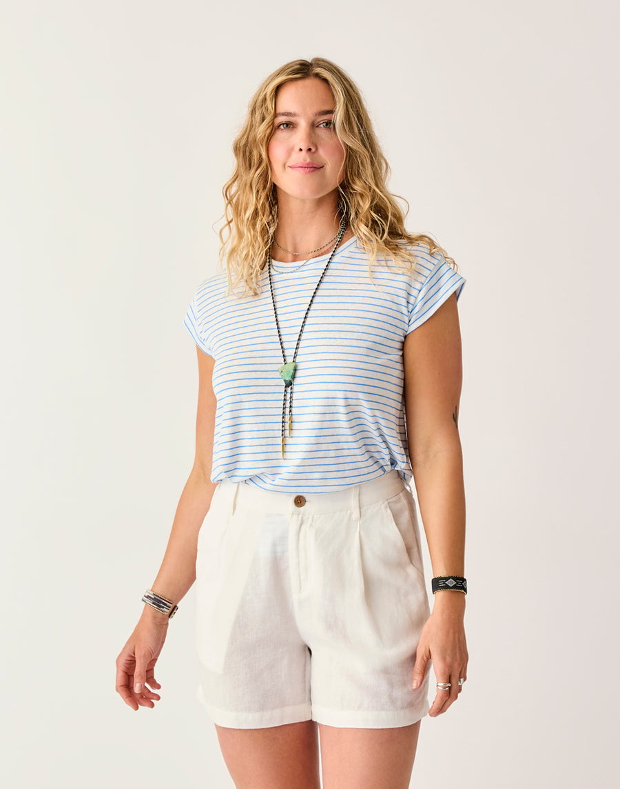 ASTRID CLOUD STRIPE HEMP TEE